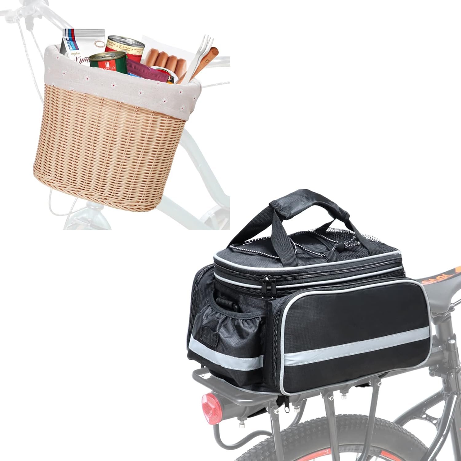 COFIT Bike Trunk Bag & Hand Woven Bike Baskets for Cycling