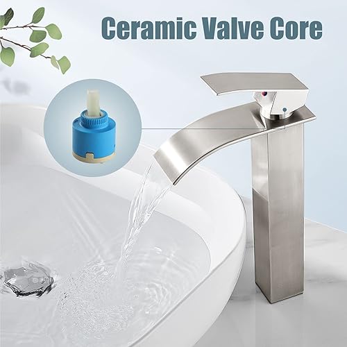 Miniatura 3 de Aolemi Grifo de baño alto para lavabo, grifo de lavabo de un solo agujero, 1 mango, grifo mezclador de montaje en cubierta RV con montaje de drenaje