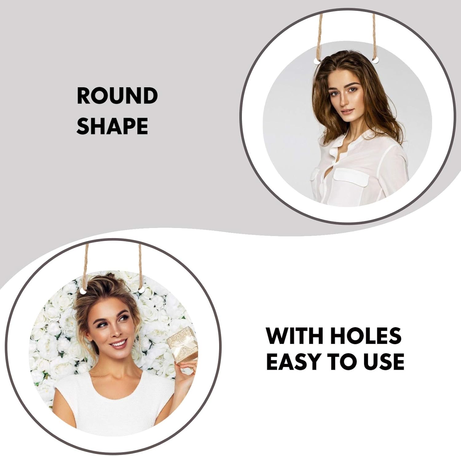 2pcs Sublimation Hanging Wood Sign Blanks Round DIY Craft Plaques for Home Cafe Restaurant Decor for Indoor and Outdoor Use
