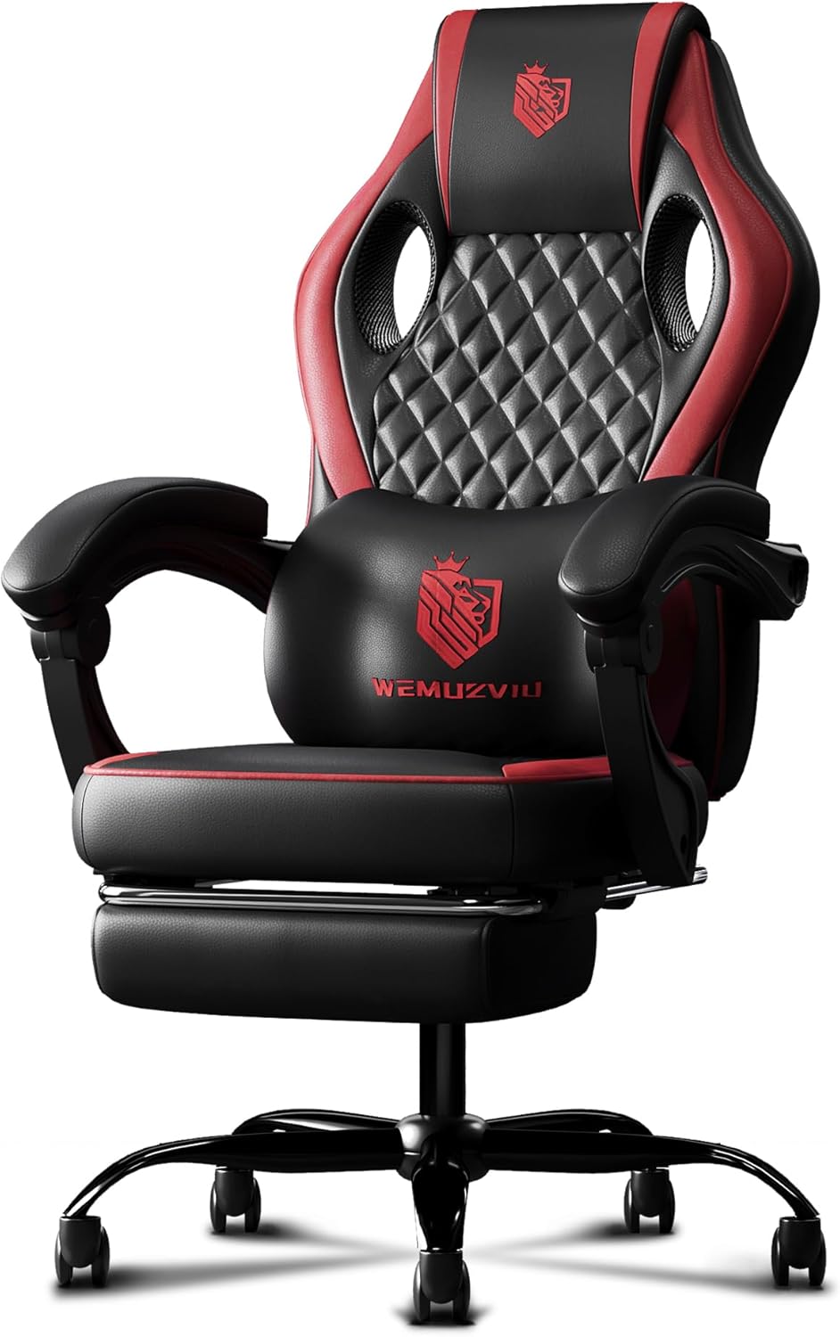 WEMUZVIU Gaming Chair,with Footrest and Lumbar Support,Ergonomic Office Computer Chair,Adjustable high Backrest Game Chair,for Gaming or Office to Adults and Kids (RED)