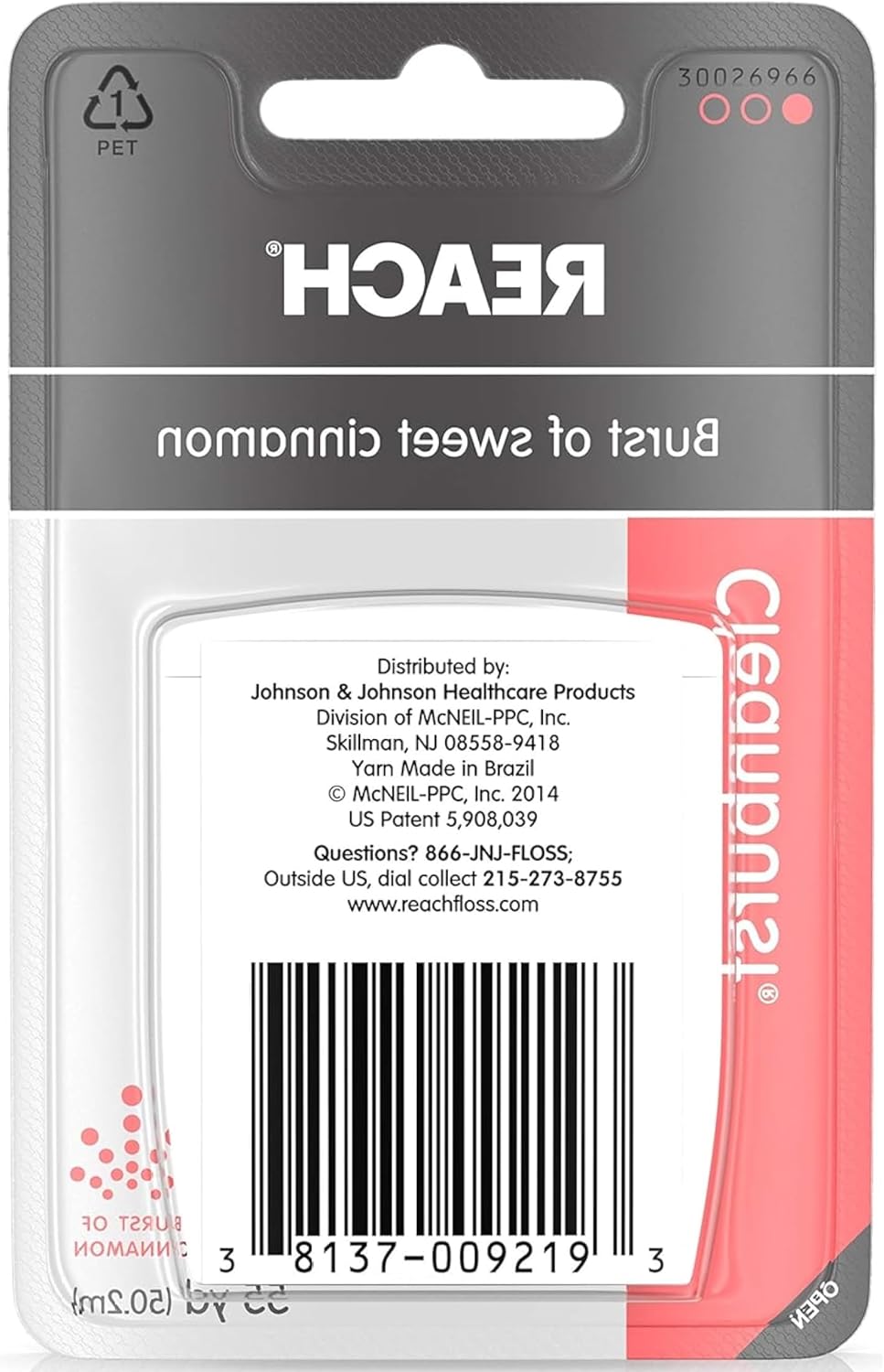 REACH Cleanburst Waxed Floss Cinnamon 55 Yards (Pack of 8)