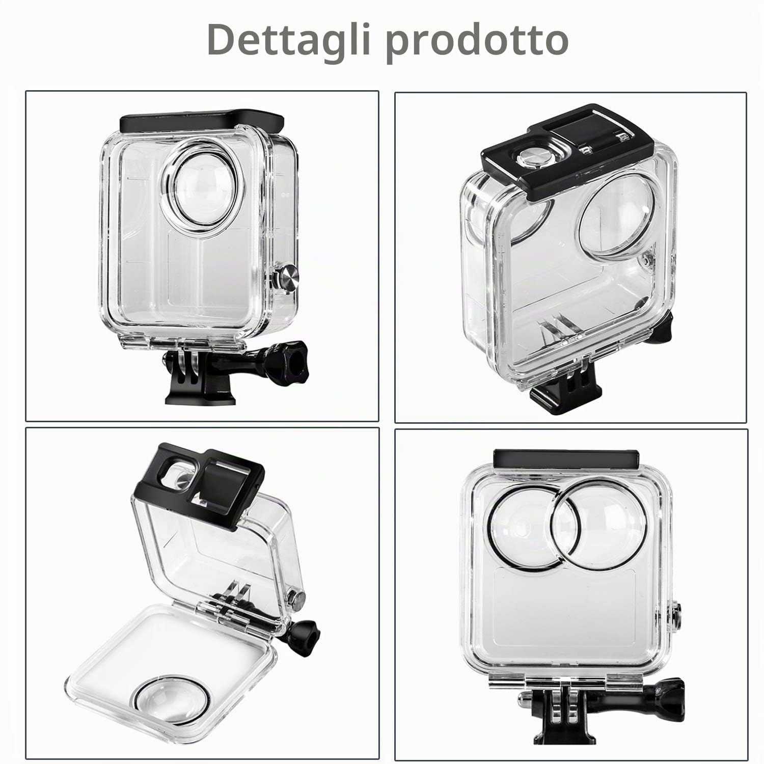 Custodia impermeabile per action cam GoPro Max impermeabile fino a 30 mm, con staffa e accessori