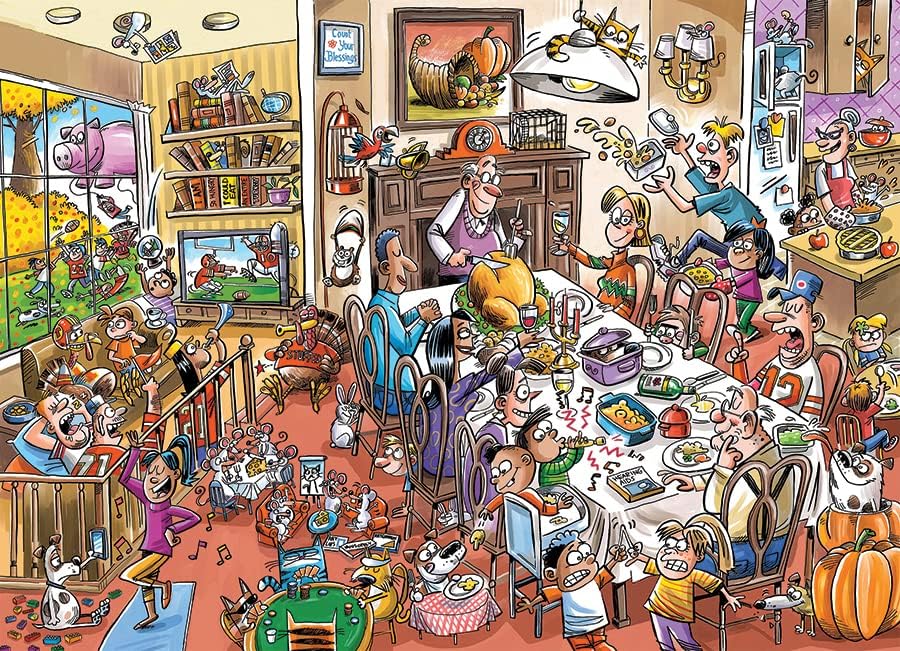 Cobble Hill Family Piece's 350 Puzzle - Thanksgiving Togetherness - Sample Poster Included