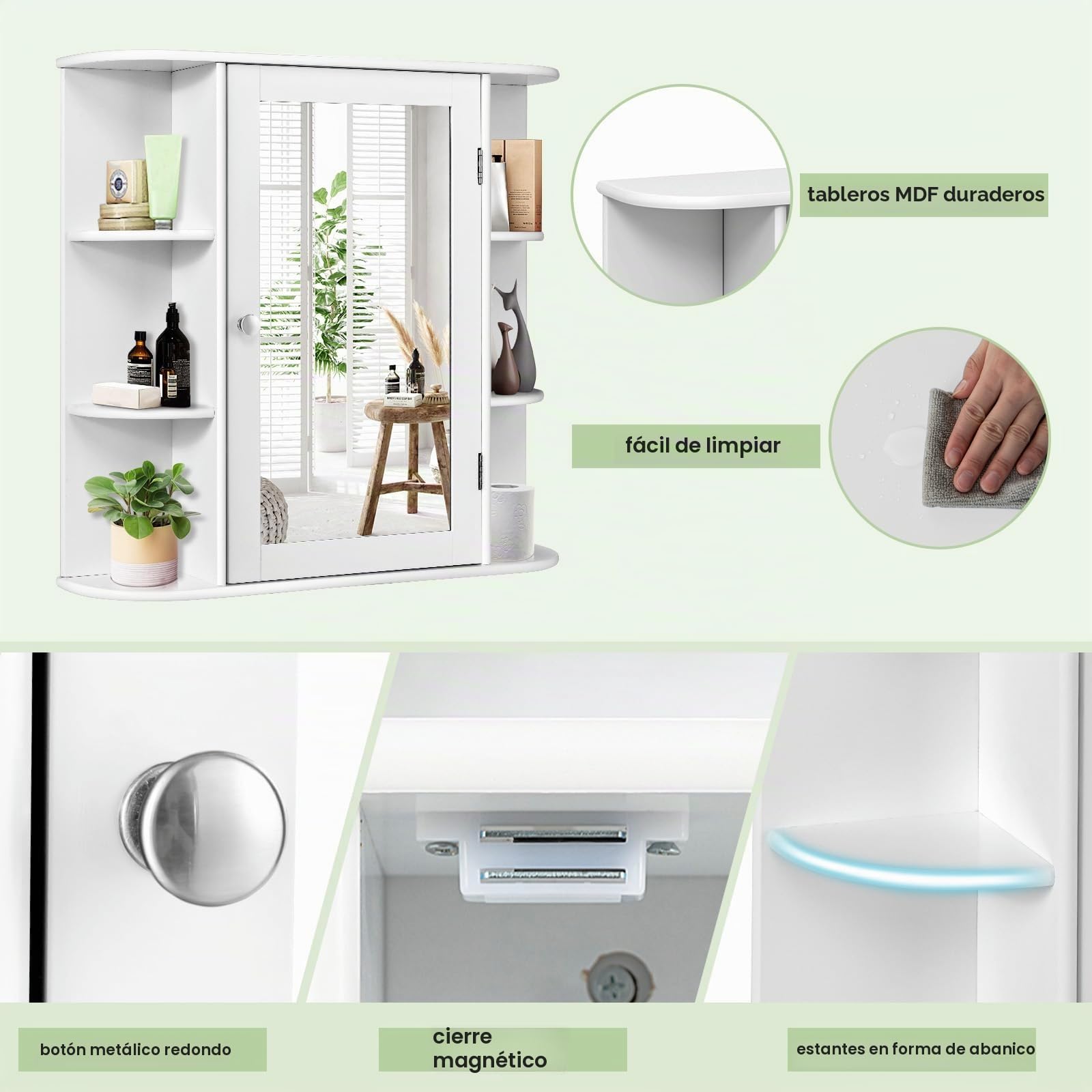 GOPLUS Armario de baño con Espejo y Amplio Espacio
