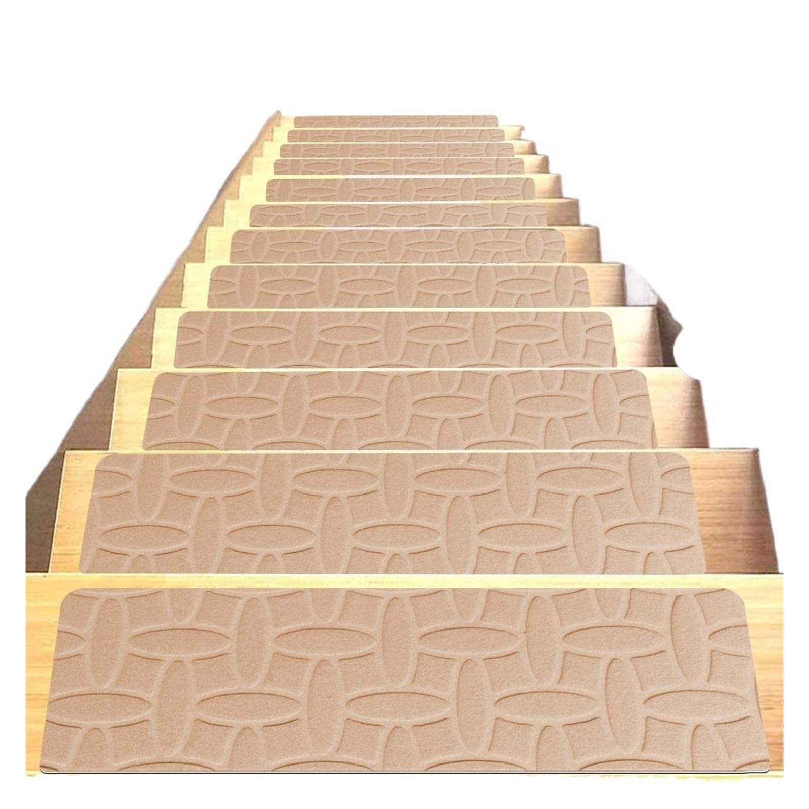 MFWHEFJ Stair Treads 5pcs Stair Tread Carpet Mat Self-adhesive Floor Mat Door Mat Step Staircase Non Slip Pad Protection Cover Pads(A Beige)