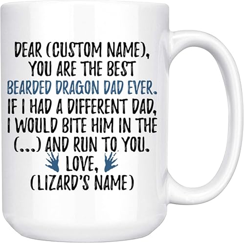freedomlook Taza personalizada con diseño de dragón barbudo para papá, dueño de dragón barbudo, dragones barbudos para hombres, regalo de lagarto