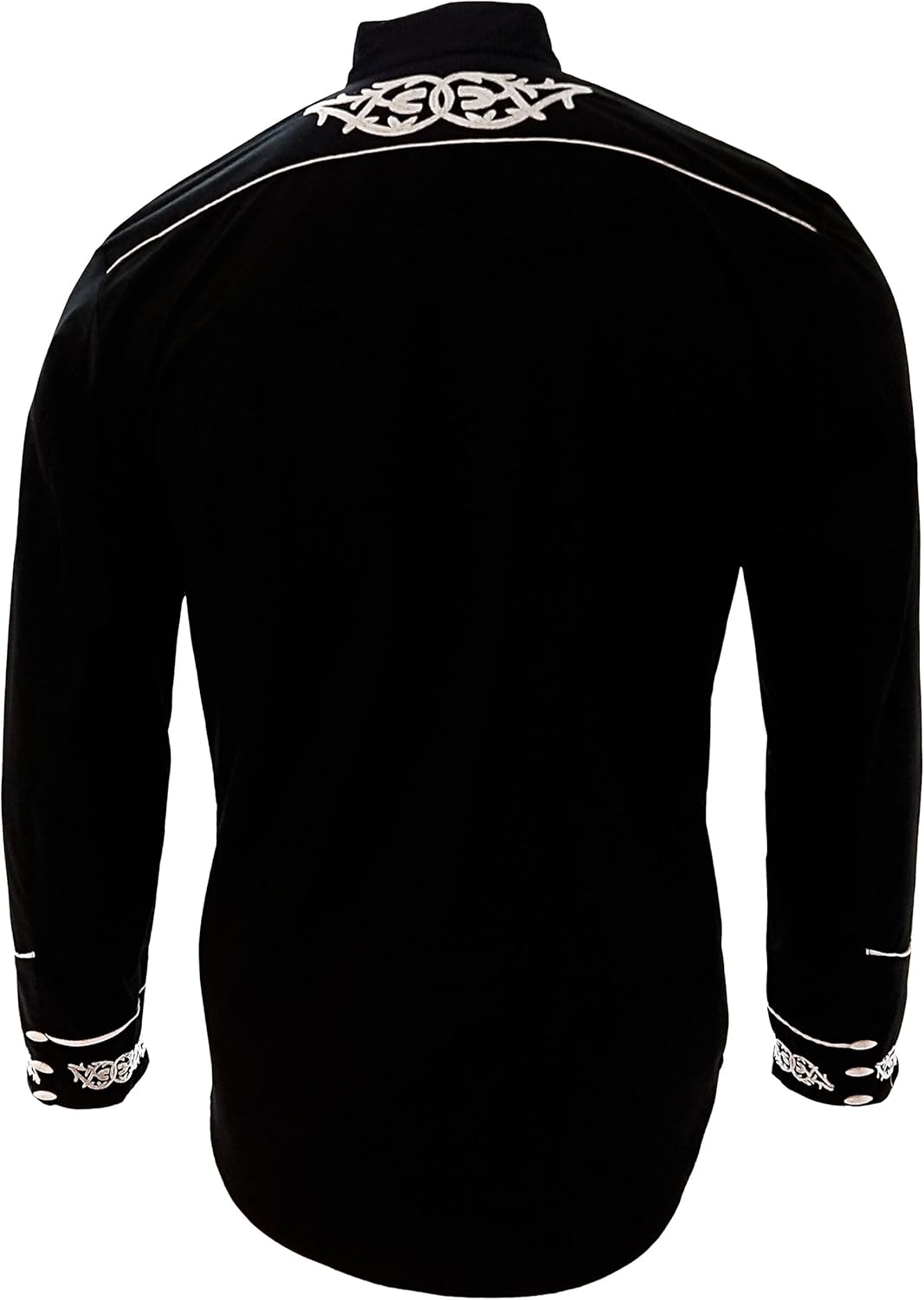 El General Men's Charro Shirt Camisa Charra Western Wear Color Black Long Sleeve (Small)