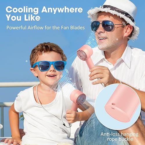 Miniatura 8 de Ventilador de mano portátil recargable, mini ventilador personal, ventilador de mano con ventilador turbo portátil de 4 velocidades, batería USB de