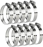 Gudui 10-Pack 2.5" Stainless Steel Worm Gear Hose Clamps for 1.5-2.5" Hoses - Adjustable, Corrosion-Resistant for Automotive, Radiator, Fuel Lines