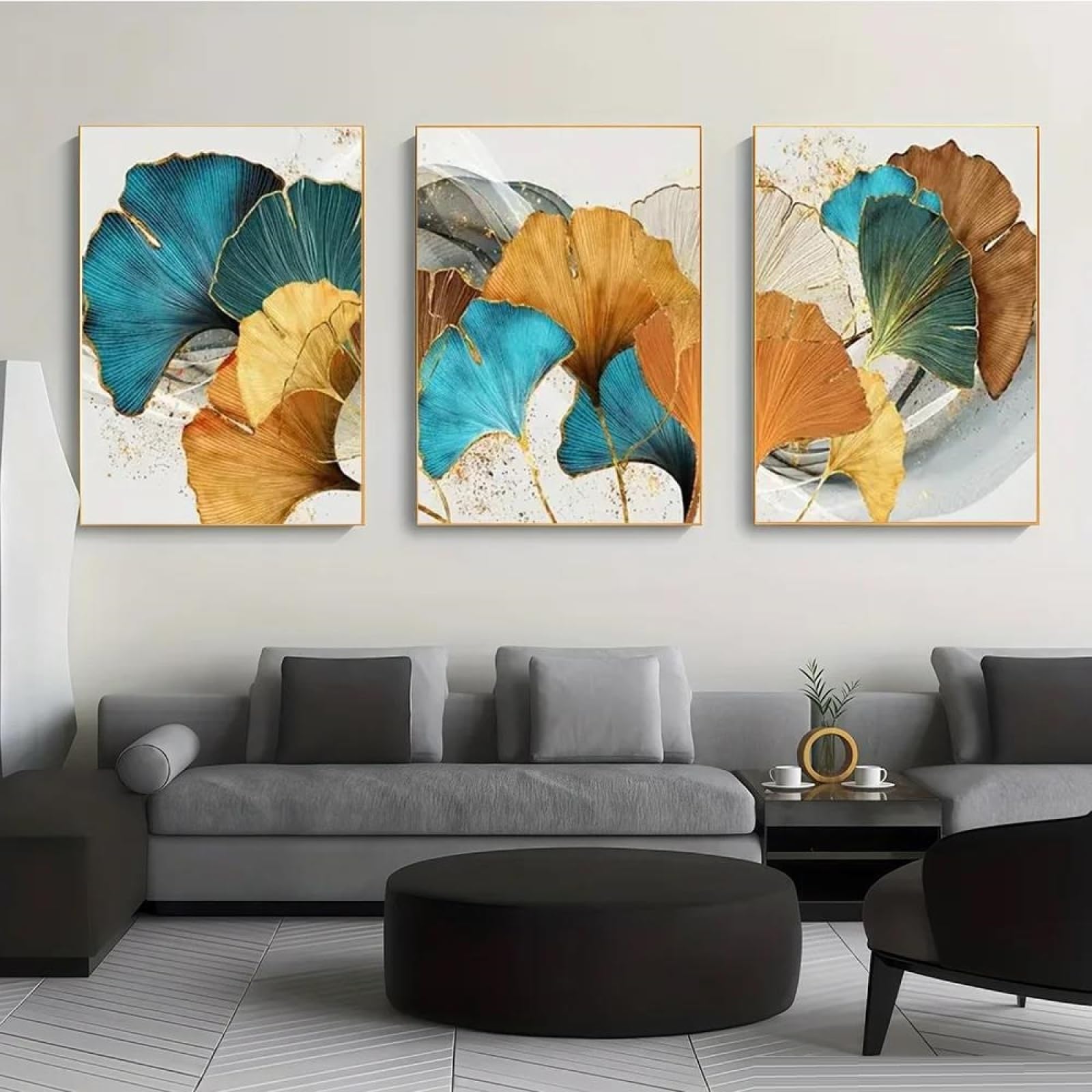 Baibexing Abstract Colorful Ginkgo Leaf Canvas Painting Poster And Prints Wall Art Picture For Living Room Home Decor 40X60Cmx3Pcs Unframed