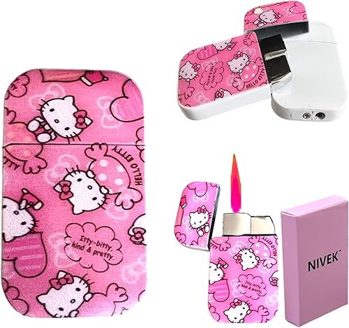 NIVEK Kulomi - Encendedor de antorcha KT con bolsillo de llama rosa, recargable, kawaii, linda llama a prueba de viento (gato, conejo, melodía,