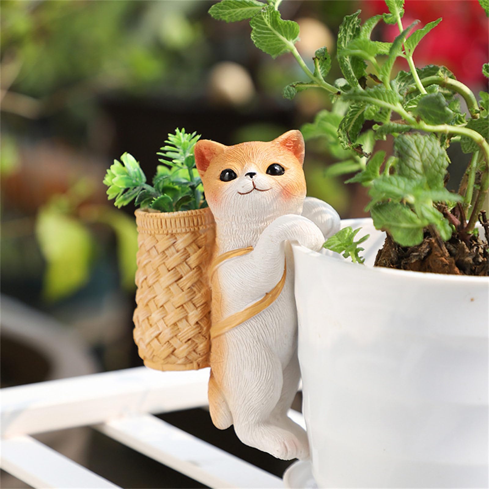 Eladcncmc Lustige Katzen mit Korb, hngende Ornamente, Kunstharz, Statue  fr Topfpflanzen, Innen- und Auenbereich, Katzen, Blumentpfe, Aufhnger,  Haken : Amazon.de: Garten