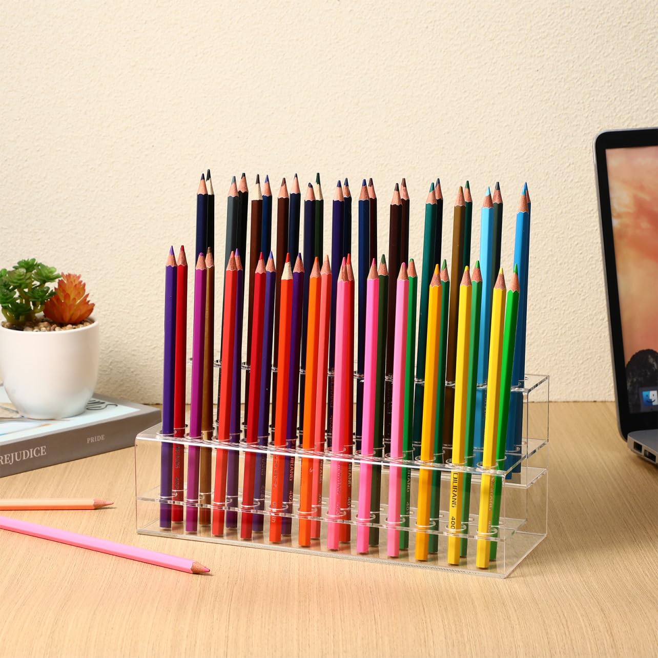 Veemoon Porta Penne e Pennelli da Scrivania in Plastica Resistente Grande Capacità, Design Multi-slot e Struttura Robusta per L'organizzazione di Strumenti da Ufficio