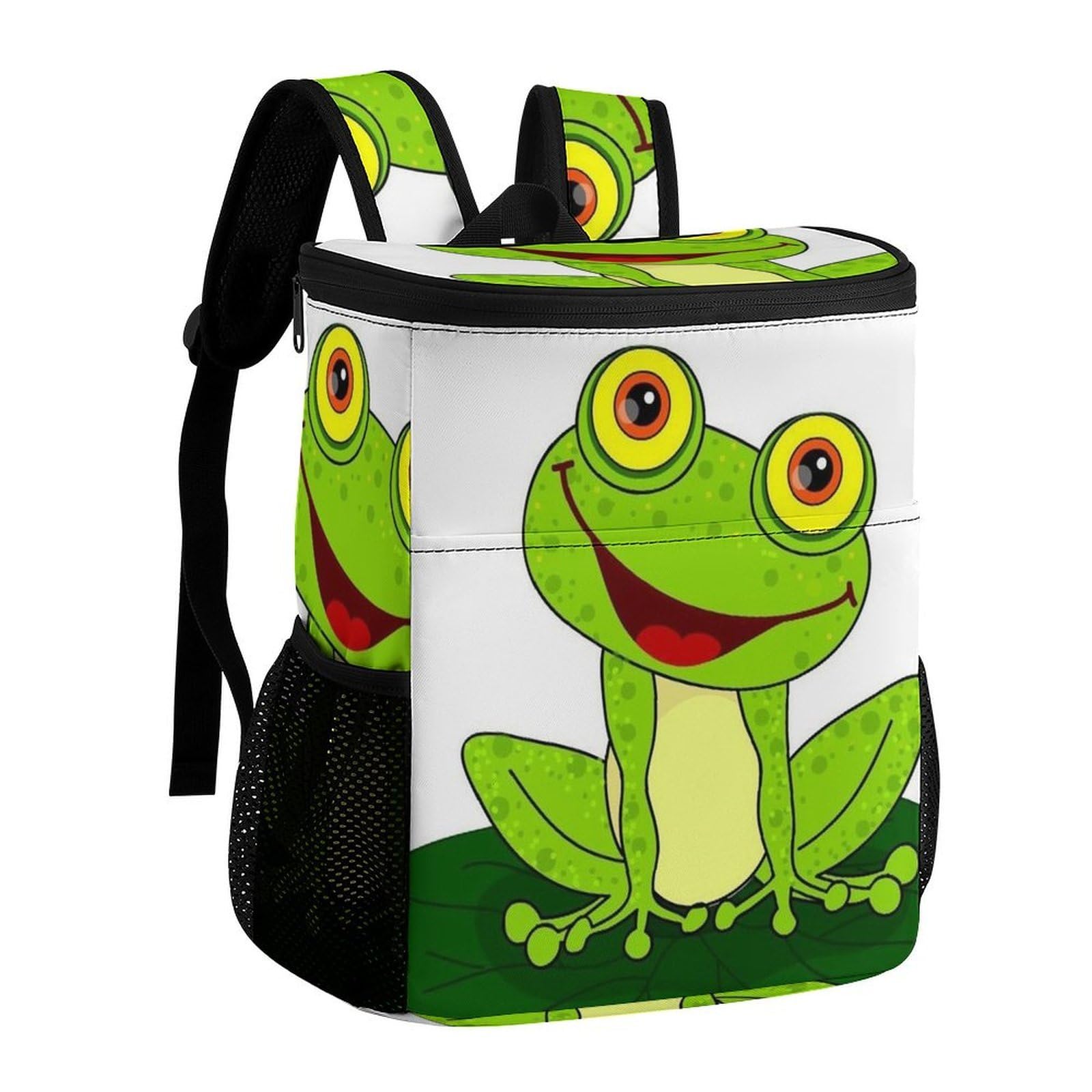Happy Frog - Mochila térmica térmica a prueba de fugas de tela de sarga de poliéster resistente con correas acolchadas ajustables, bolsa térmica para picnic, camping, actividades al aire libre