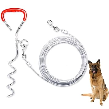 TNELTUEB 32 Ft Dog Tie Out Cable and Stake, 17