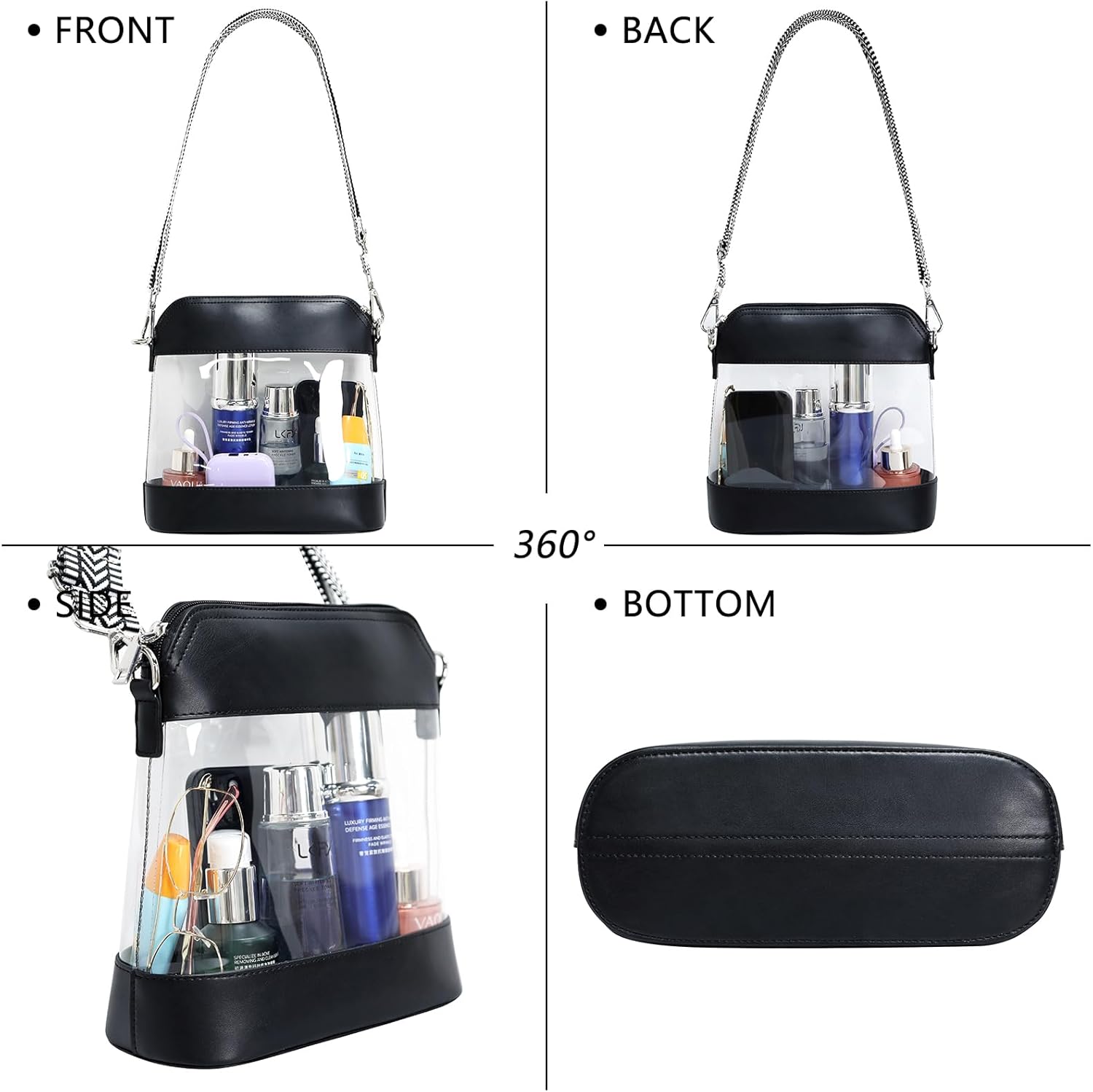 Clear Stadium Bag Approved for All Events, Clear Crossbody Purse for Women, Transparent Bag with Adjustable Strap
