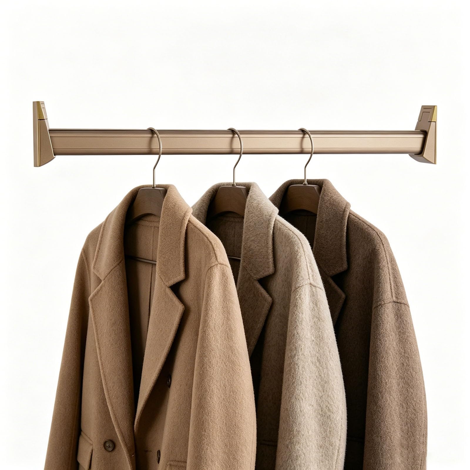 wardrobe rails and fittings Closet Rods for Hanging Clothes, Champagne 30 40 50 80 100 110 120 170 180 Cm Closet Poles, Cuttable Clothes Hanging Rod Wardrobe Pole Cut to Size(2 pcs,65cm(25.6in))