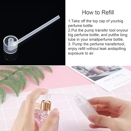 Miniatura 6 de Honoson 12 paquetes de bomba dispensadora de perfume, bomba de recarga de perfume, dispensador cosmético, herramienta de transferencia para viaje,