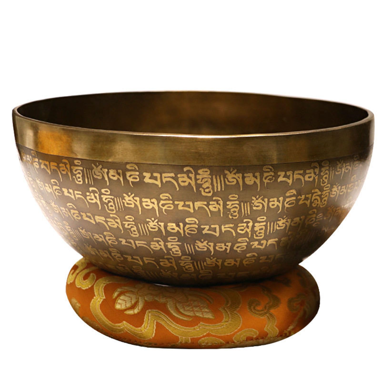 Bol chantant tibétain fait à la main - 20 cm - Bouddhiste sanskrit - Pour yoga, pleine conscience et thérapie des chakras
