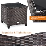 RELAX4LIFE 3-Piece Ensemble de meubles de patio, Chaises en osier 2 w/Coussins, Table à café en verre, Canapé de conversation pour balcon côté piscine, Meubles extérieurs de porche de Rattan (blanc)