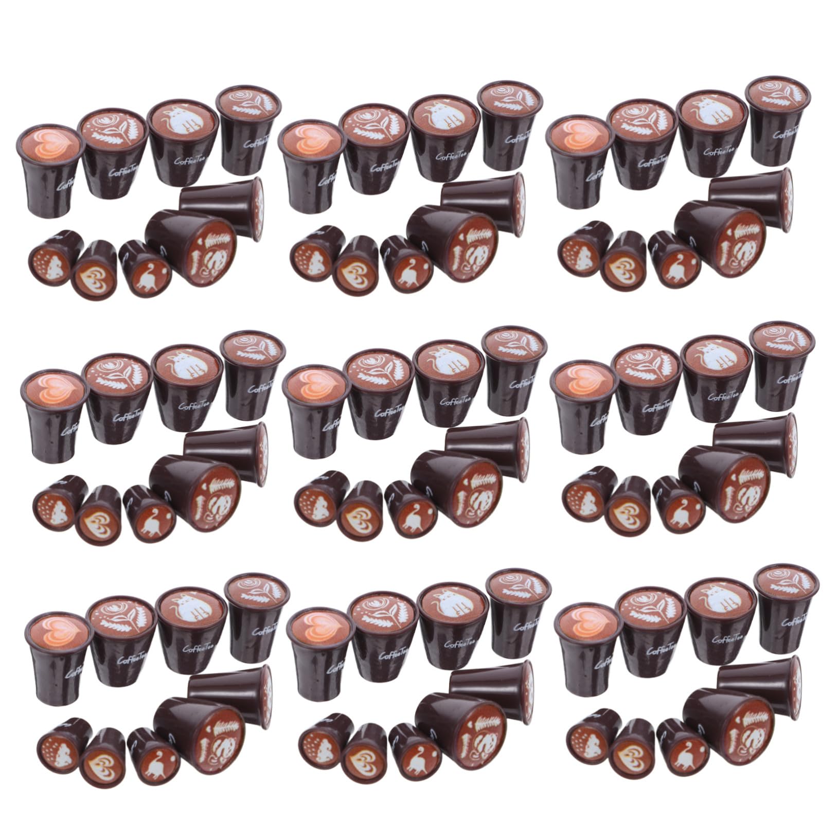 FUNOMOCYA 90 Pcs Mini Resin Latte Art Coffee Cup Miniature Food Toy Drink : Toys & Games