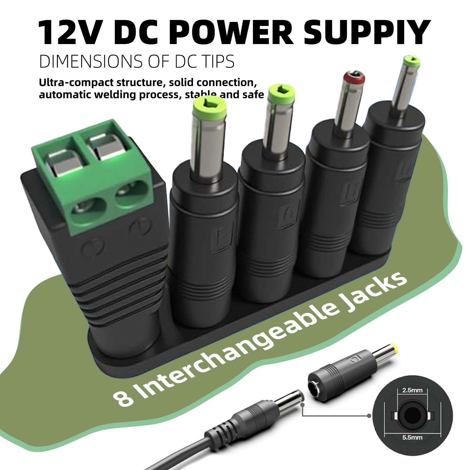 Fuente de alimentación de 12 V 3 A, adaptador de CA de repuesto con 5 puntas, regulado de 12 voltios, 3000 mA, cable cargador para tira de luz LED, cámara CCTV, monitor, GPS, cámara web, router