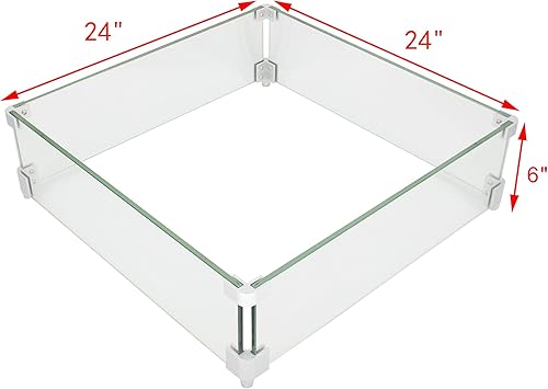 Miniatura 5 de FixtureDisplays Protector contra el viento para hoguera de 24 x 24 x 6 pulgadas, cuadrado de 0.315 in de grosor, protector contra el viento para