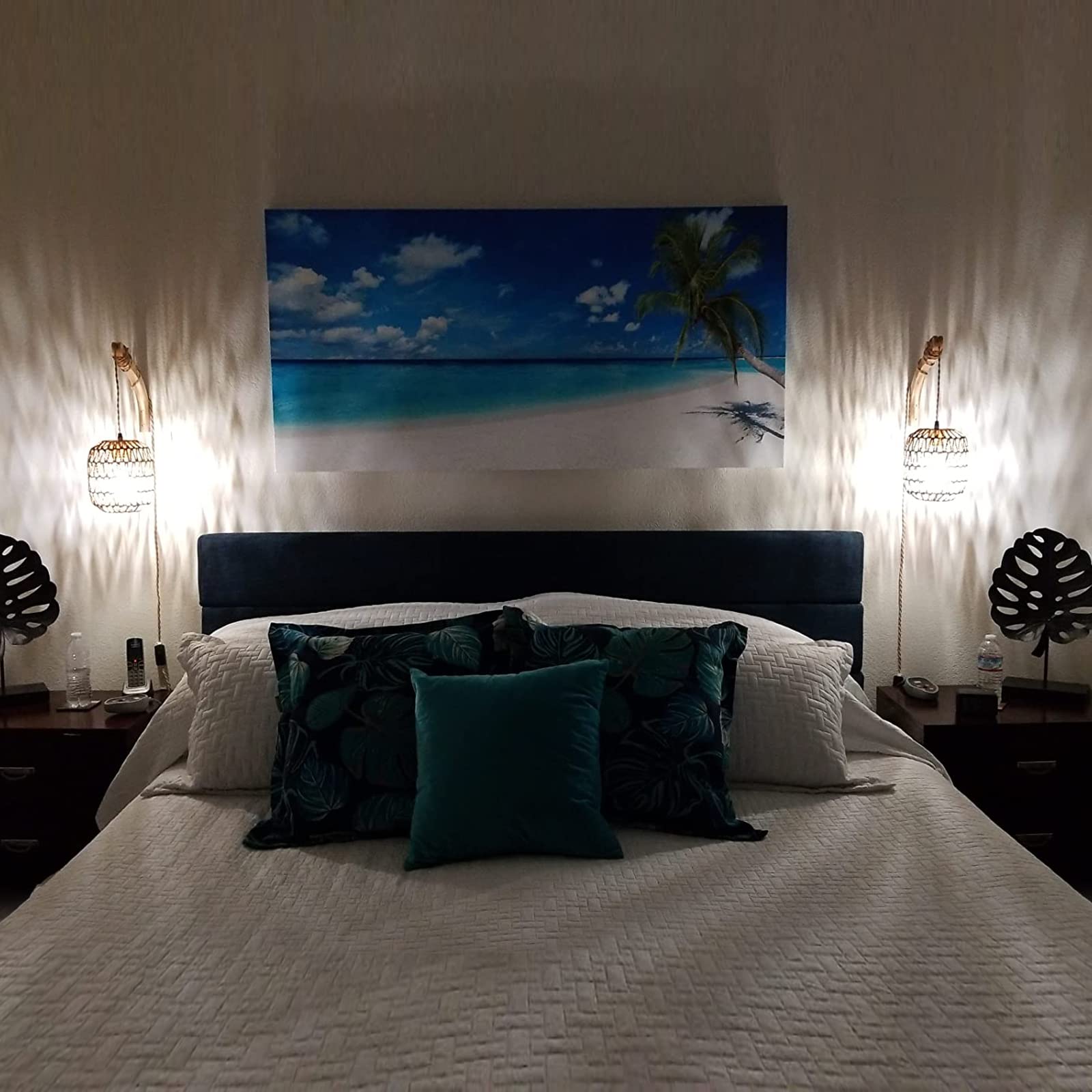 Frideko Rattan Wall Lamp with Plug in Cord Hand Woven Plug in Wall Sconces Paper Rope Wall Light Farmhouse Wall Sconce Wall Mounted Light Boho Wall Sconces Wall Lighting for Bedroom(Bulb Included)