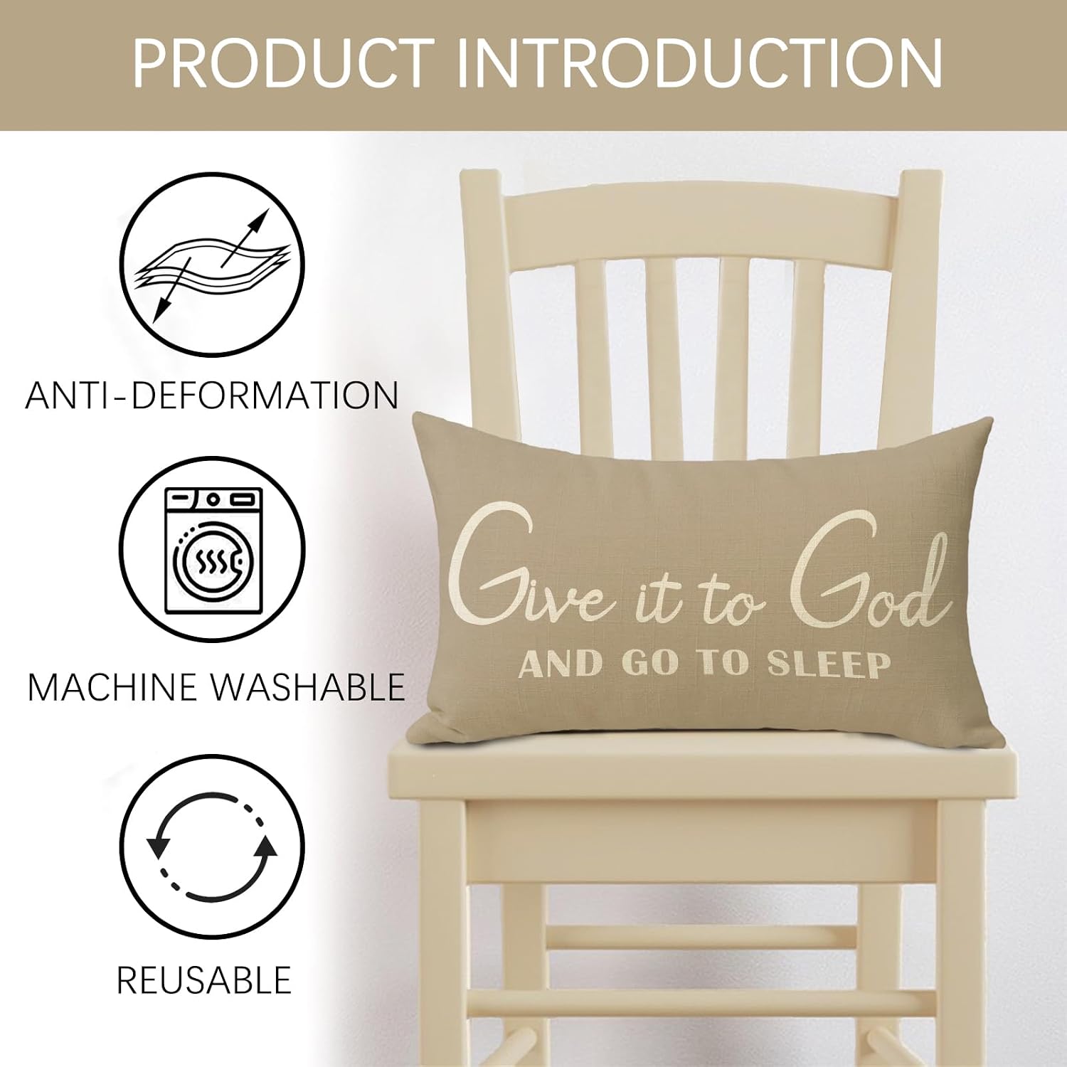 Christian Lumbar Decorative Throw Pillow Covers 12 x 20 Set of 2, Rectangular Religious Give It to God and Go to Sleep Home Decor, Relax God's Got This Bible Verse Sofa Couch Cushion Case image 2