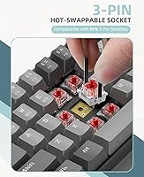 Vista 7 de ZIYOU LANG RK68 Teclado mecánico inalámbrico 60%, receptor de modo dual Bluetooth 5.02.4Ghz, mini 68 teclas intercambiables en caliente, teclas