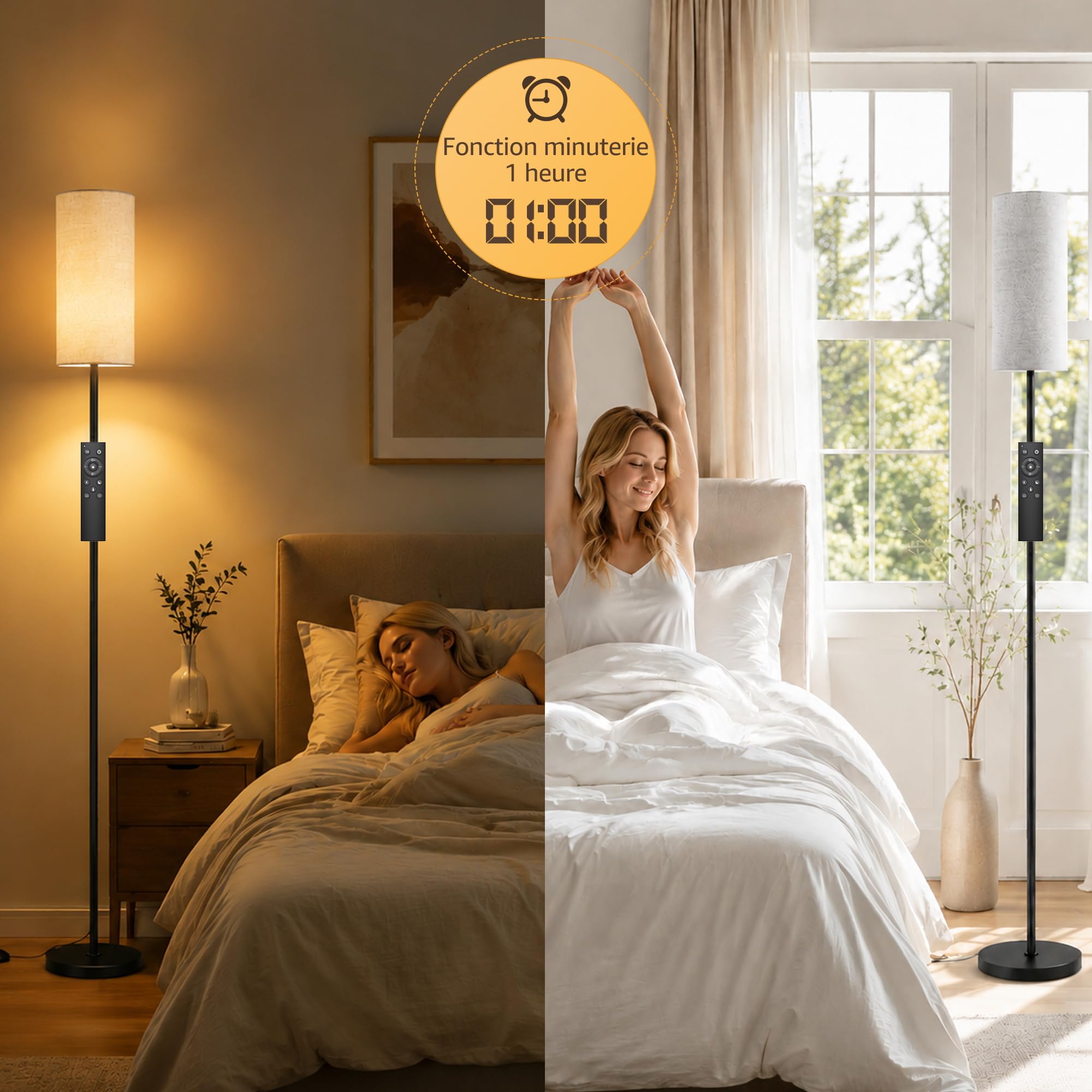 OHLUX Stehlampe Wohnzimmer Nowoczesna z lampą, Stehleuchte dla Schlafzimmer BLACK