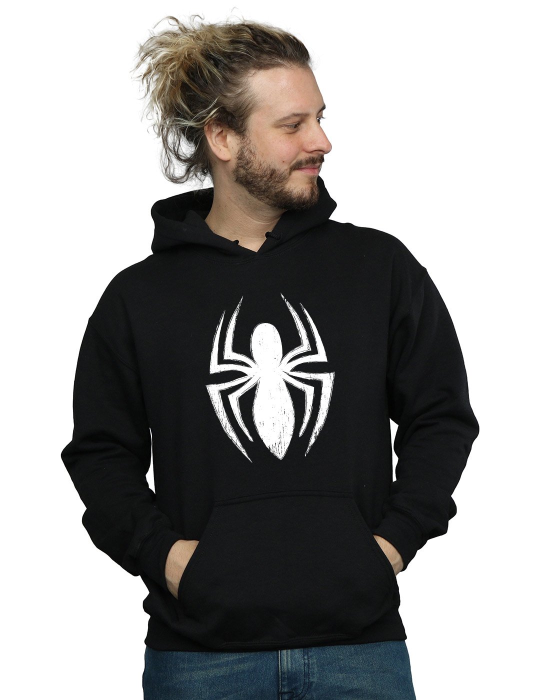 Absolute Cult Men's Black Marvel Spider-Man Ultimate Spider Logo Hoodie XX-Large