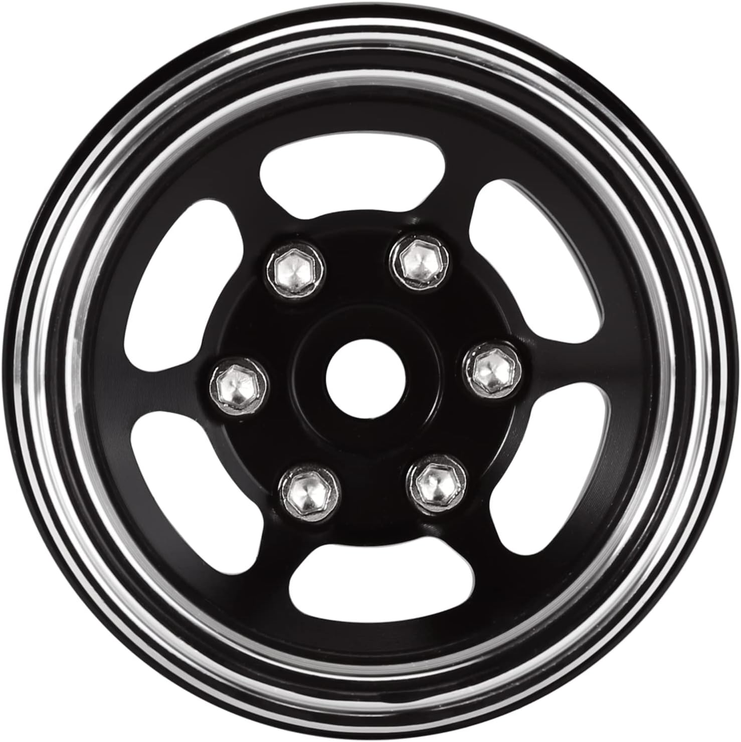 INJORA 1.0 Beadlock Wheel Rim 4PCS CNC Aluminum Wheels for 1/18 TRX4M 1/24 RC Crawler Car Axial AX24 SCX24 FMS FCX24 Upgrade (Black)