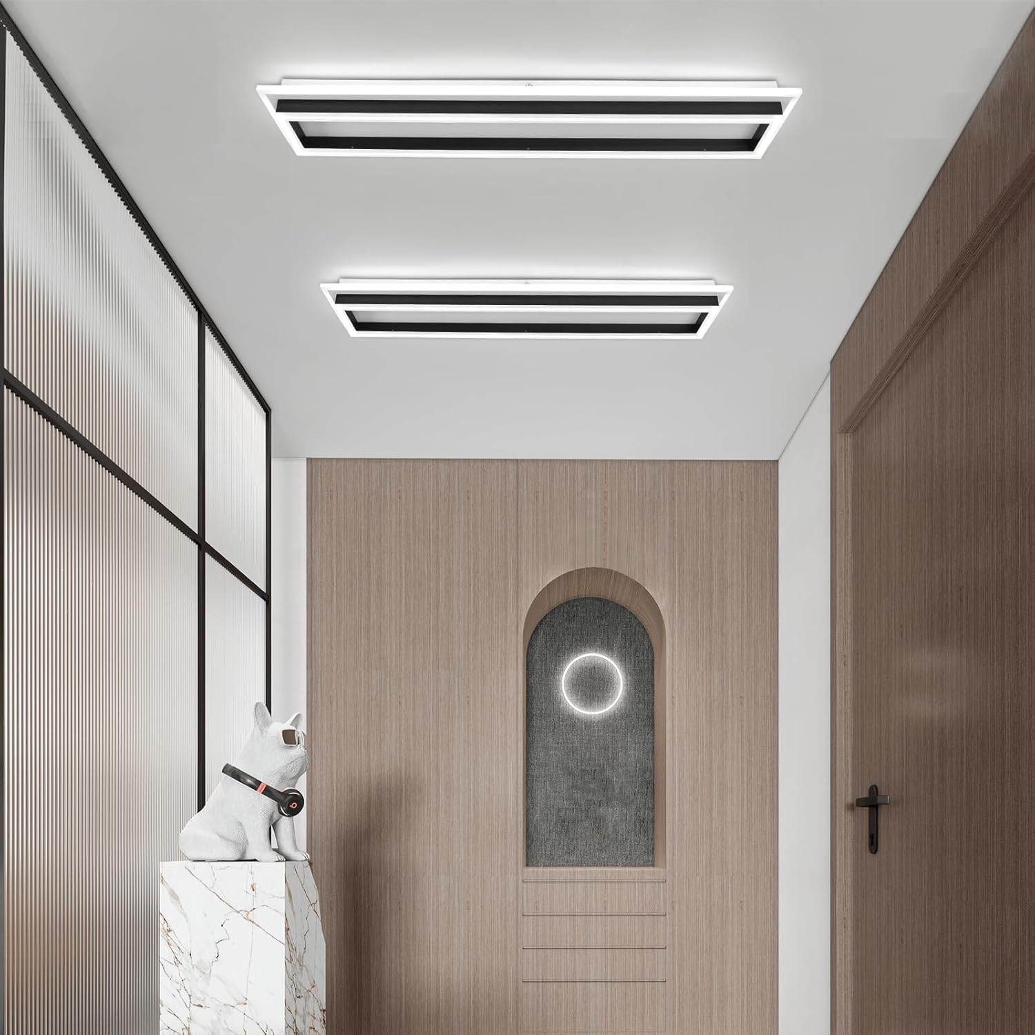 Dimmable Led Ceiling Light with Remote Control 31.5in Modern Linear Flush Mount Ceiling Lighting Fixture Acrylic Long Ceiling Lamp for Living Room Kitchen Dining Room Hallway