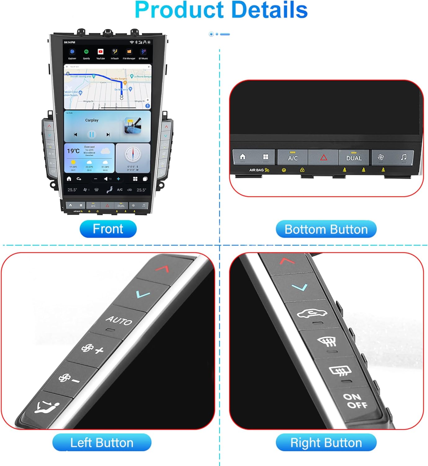 AuCar 2025 Latest Mark 7 Android 13 Car Radio Head Unit for Infiniti Q50 Q50S Q60 Q60S 2020-2022, 13.6 Inch New T-Style Car Multimedia Stereo Video Player GPS Navigation 8GB RAM 128GB ROM 2020-2022 MK7 8+128GB image 9 of 9 B0D5HMSM6Z