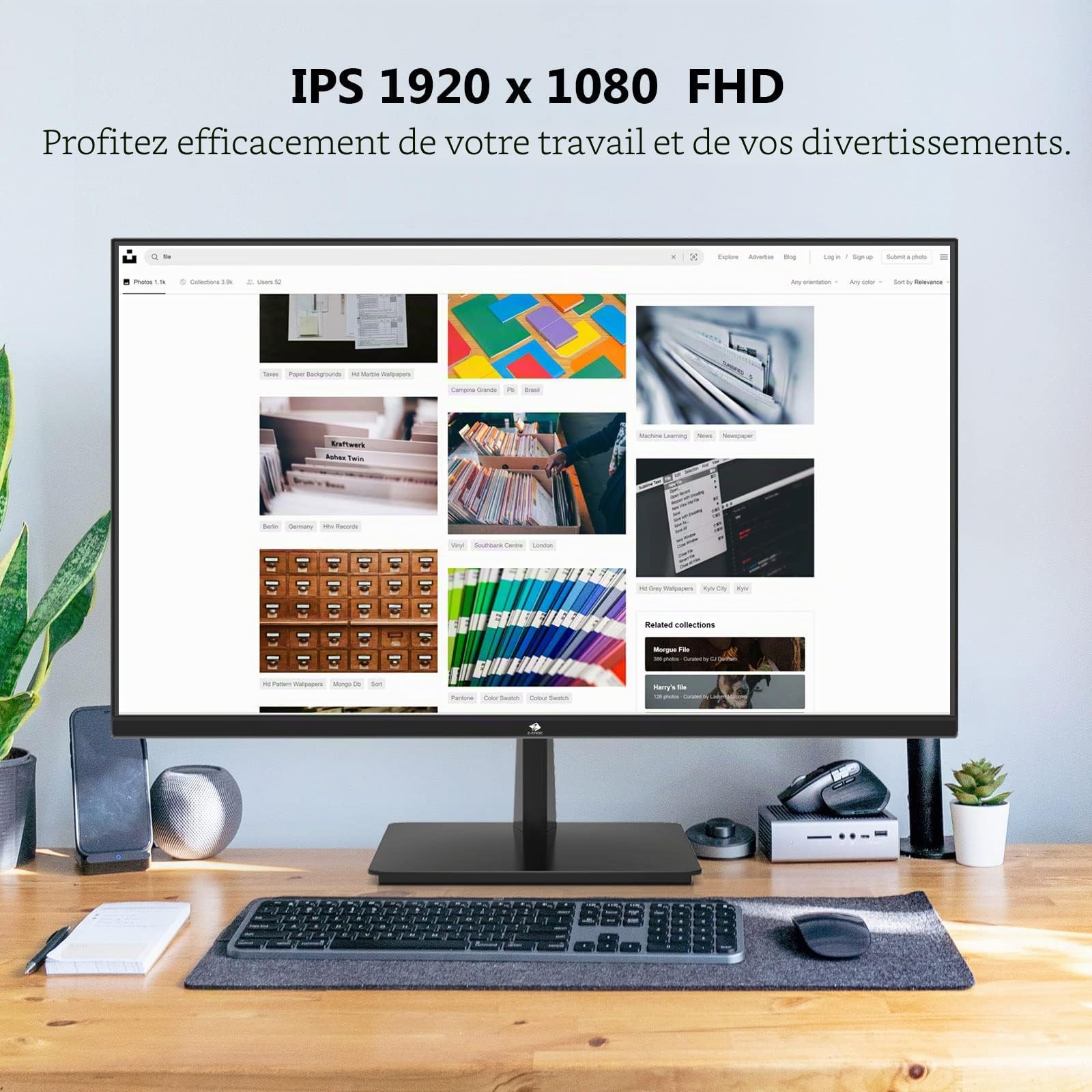 Z-Edge Ecran Pc 24'' IPS Full HD(1920x1080), 75 Hz, FreeSync, Moniteur Bureau LED 16:9 avec HDMI Câble, 16.7M Couleur HDR avec Technologie Eye Care, HDMI & VGA, Inclinaison Réglable, 178° Angle Vue