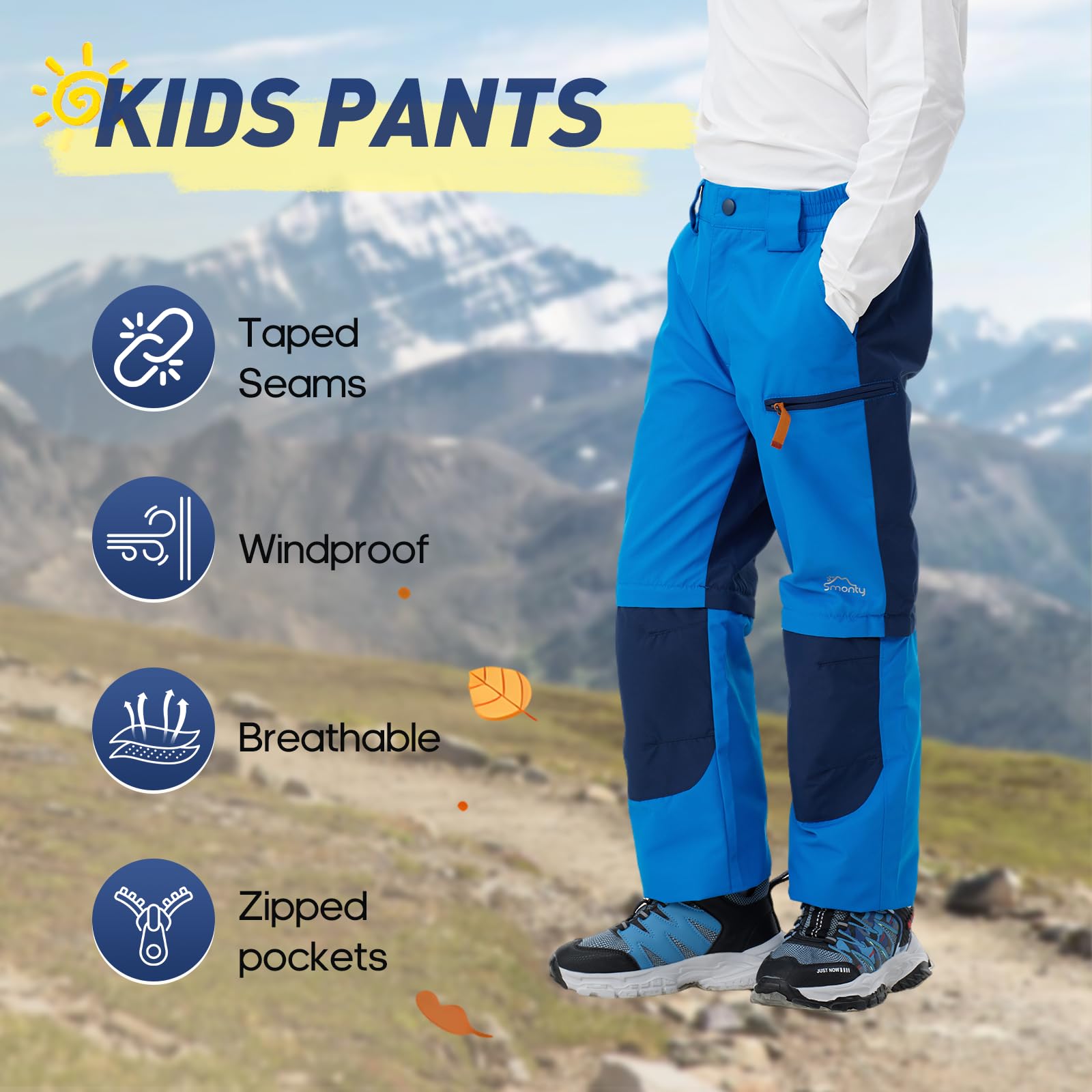 SMONTY Pantalons de randonnée pour Enfants, imperméables, Coupe-Vent et Softshell, pour garçons