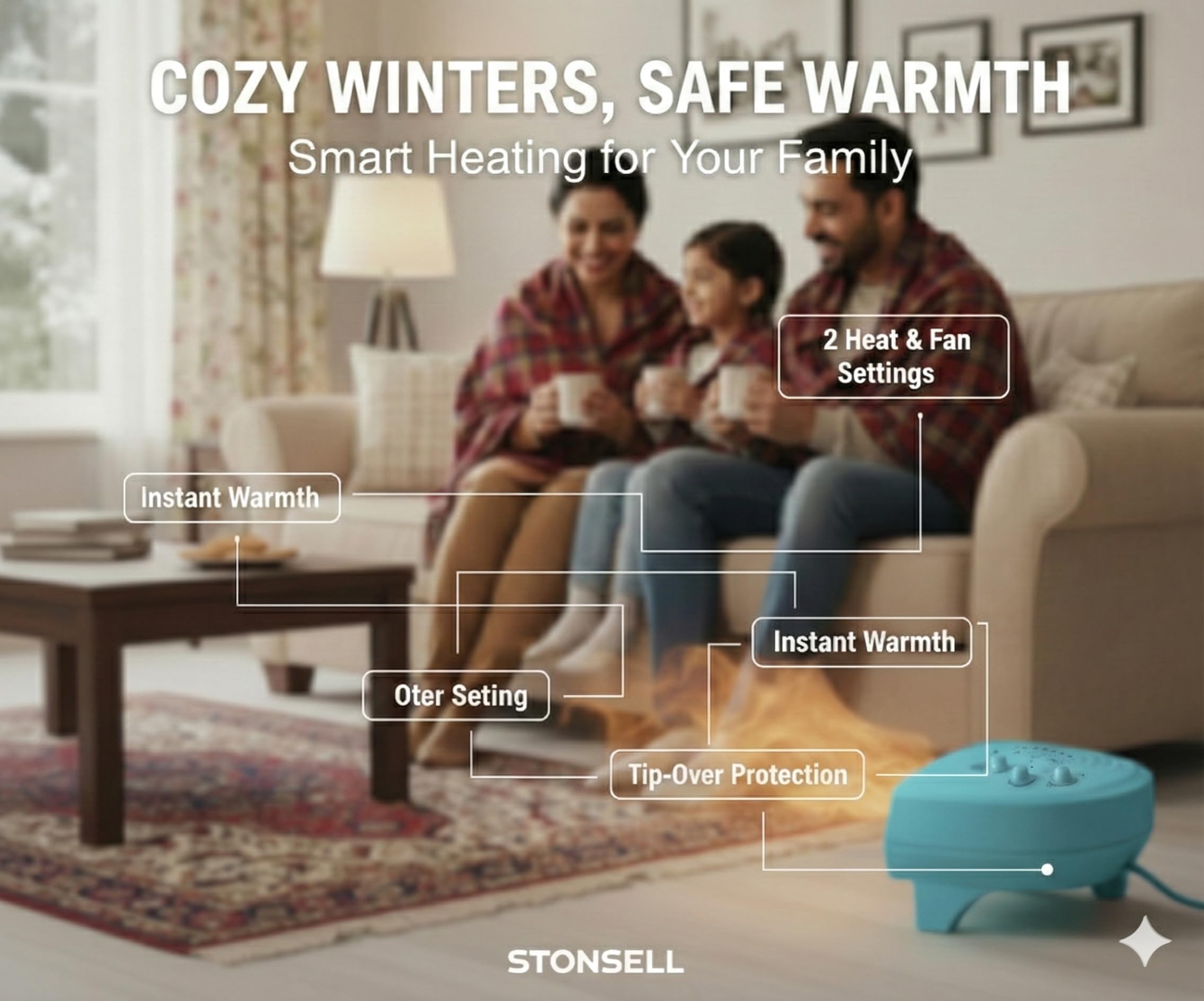 Airpol Fan Heater - Powerful Room Warmer -5