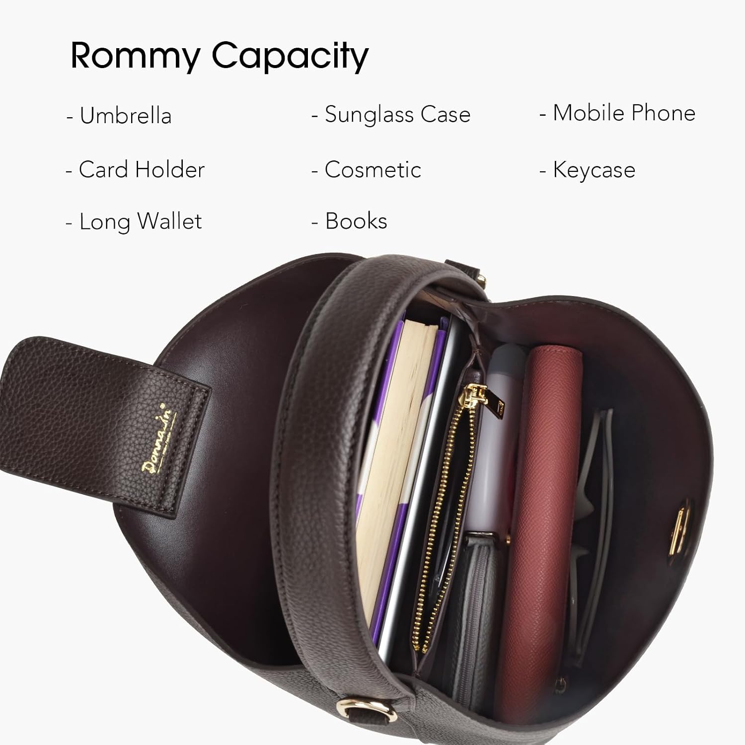 DONNAIN Genuine Leather Bucket Tote Bag for Women, Small Crossbody Bag and Trendy Shoulder Bag with Adustable Strap | Genuine Leather