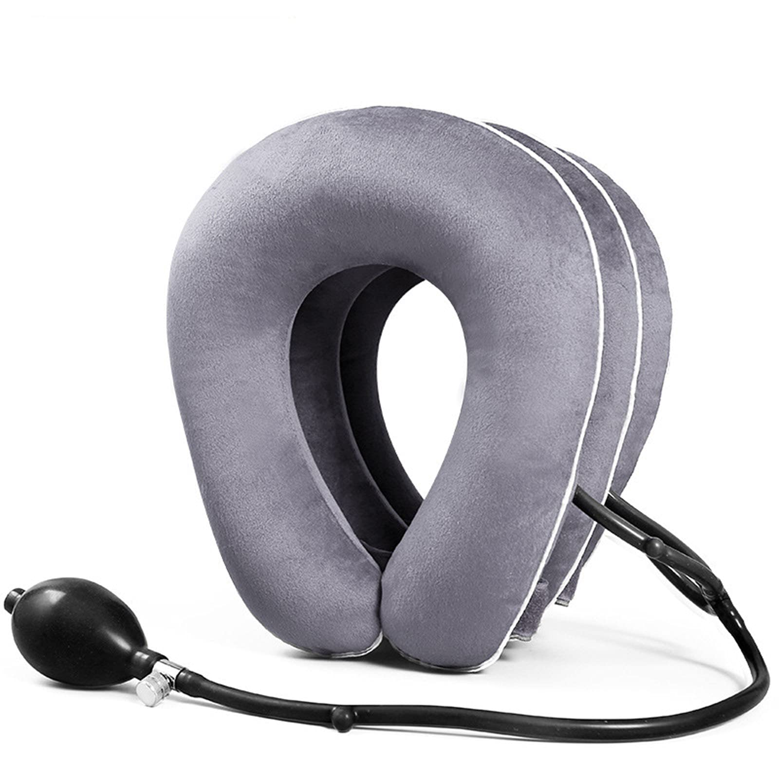 Dispositivo De Cuello Cervical Inflable De Aire, Soporte De Tracción para El Cuello para Aliviar El Dolor De Cuello, Ideal para Uso En La Oficina En Casa,Gris