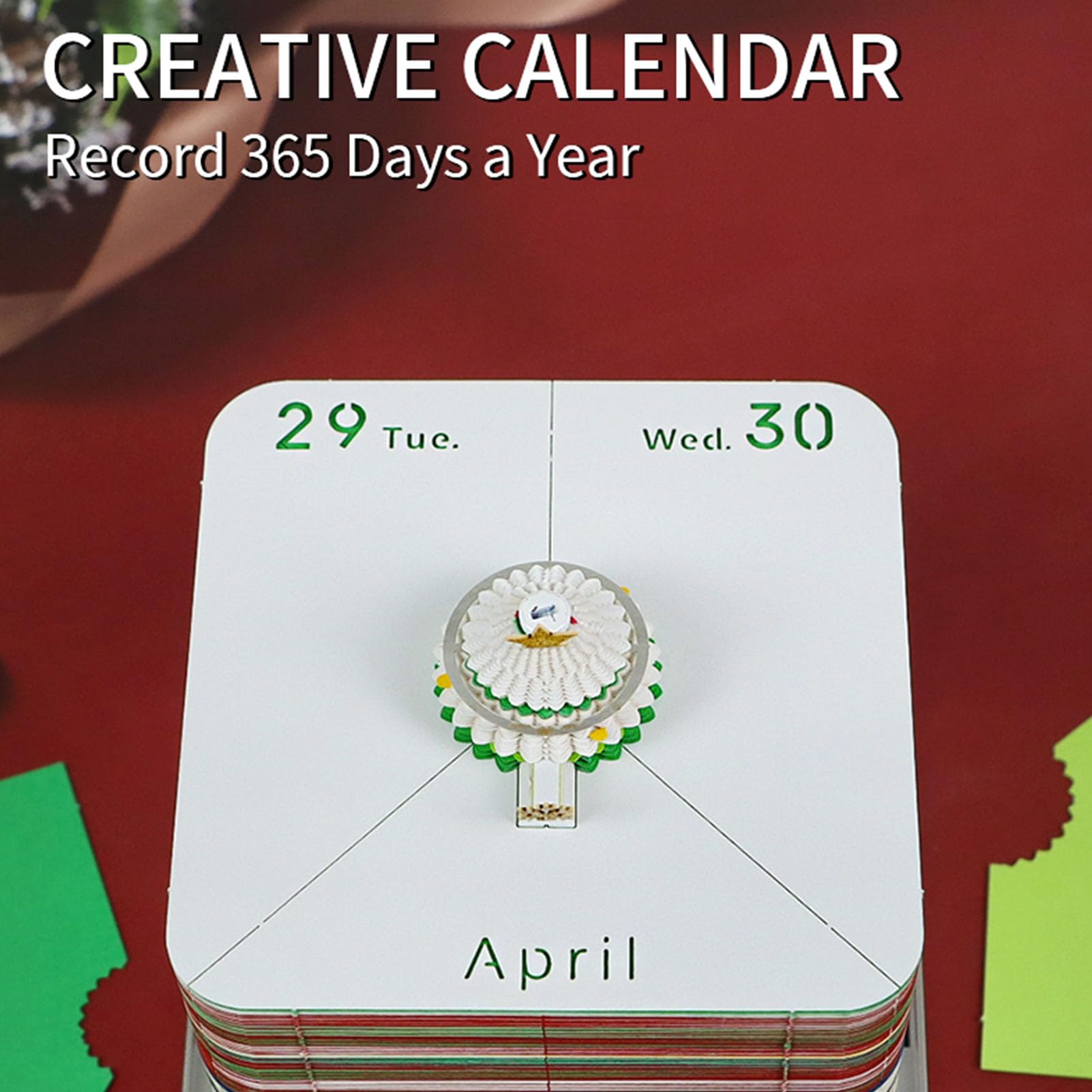 3D-Notizblock, Papierschnitzerei, Kunst-Notizblock mit Kalender 2026, Weihnachtsbaum, Haus, Schreibtisch, Ornament, Geschenk für Büro und Zuhause, 9,8 x 9,8 x 8,8 cm, Papier und
