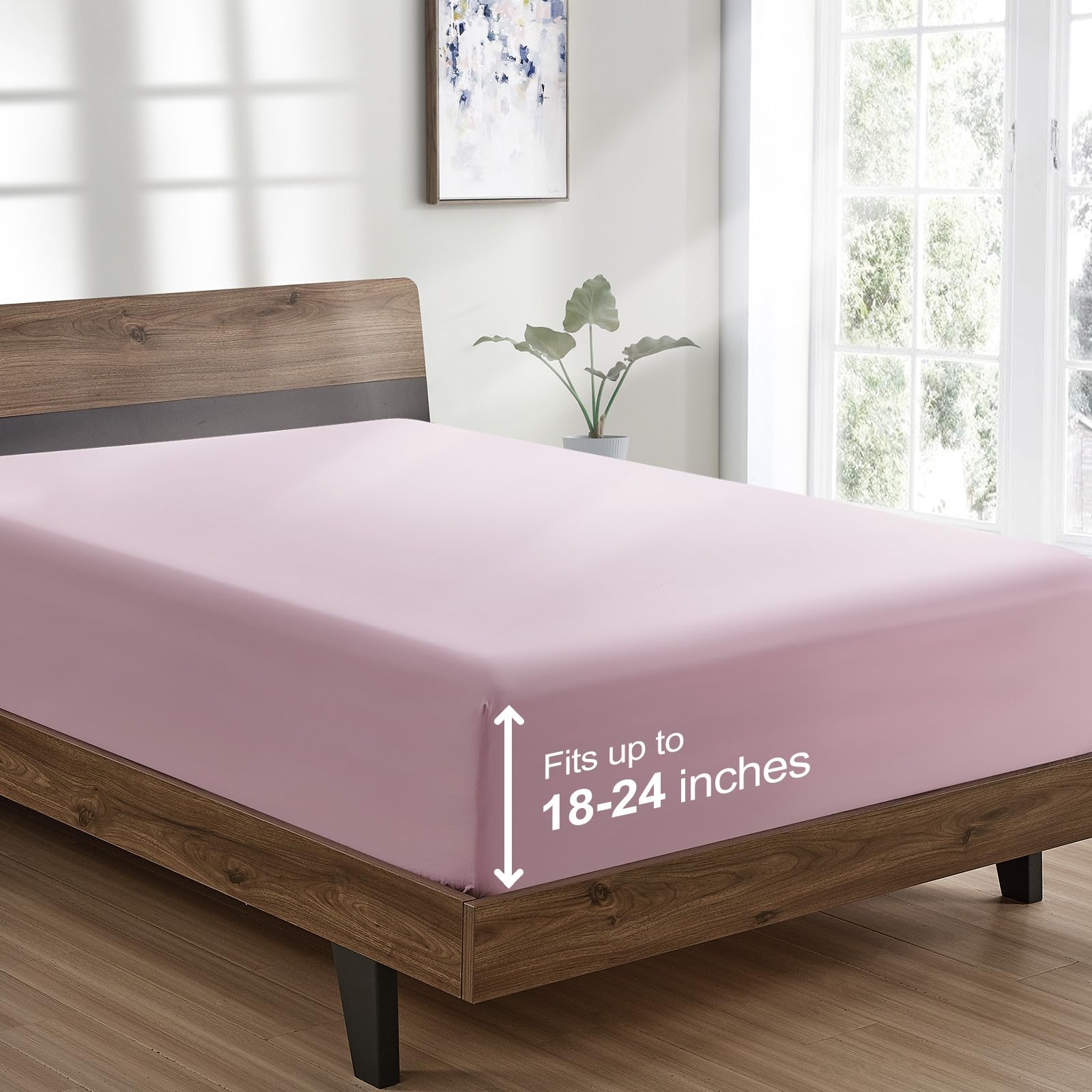 FreshCulture Queen Fitted Sheet Only - Hotel Quality Ultra Soft & Breathable Brushed Microfiber Fitted Sheet with 21 Inch Deep Pockets - Fits Queen