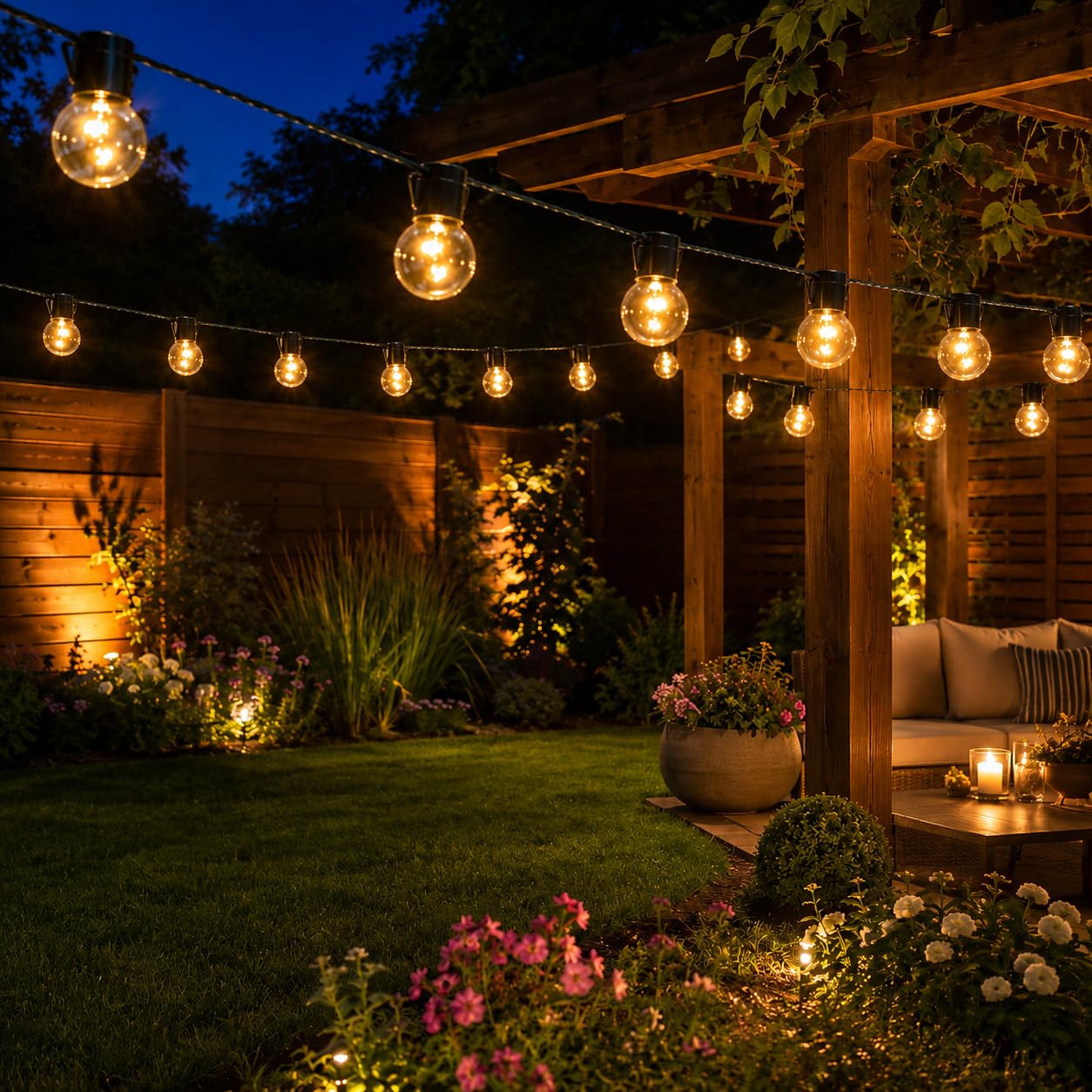 OHS Garden Lights, 20 Solar Lights for Garden Outdoor Accessories Outdoor Fairy Lights Solar String Lighting for Patio Yard Home Wedding Parties, Black