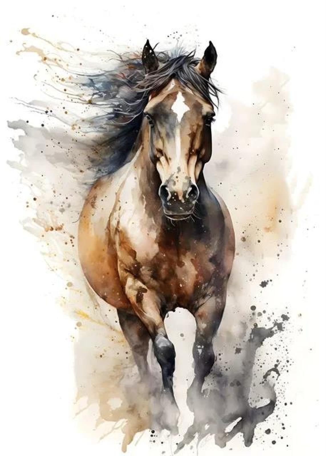 SHINERING Abstract Watercolor Horse Animal Canvas Painting Posters Print Wall Art Picture Living Room Decor A6 50X70Cm Unframed