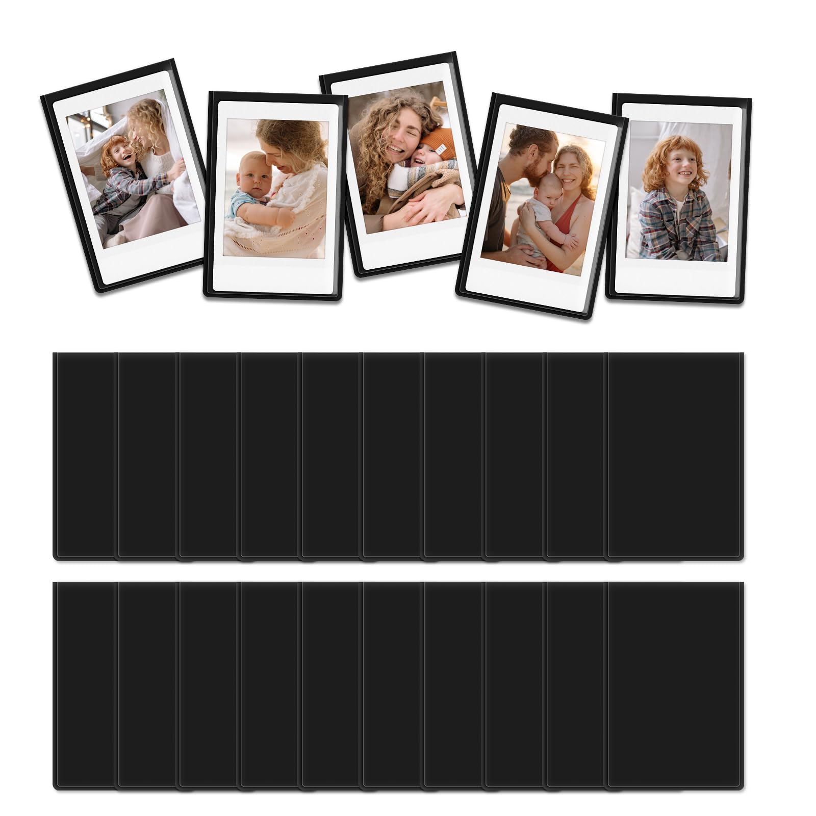 HIYQIN 25 Pack Magnetic Photo Frames for Instax Mini/Polaroid Film, 2.5x3.7 Picture Magnets for Fridge, Decorate 9.4x6.4 cm Picture Frame Fits for Kids, Party, Festival - Black — image 1