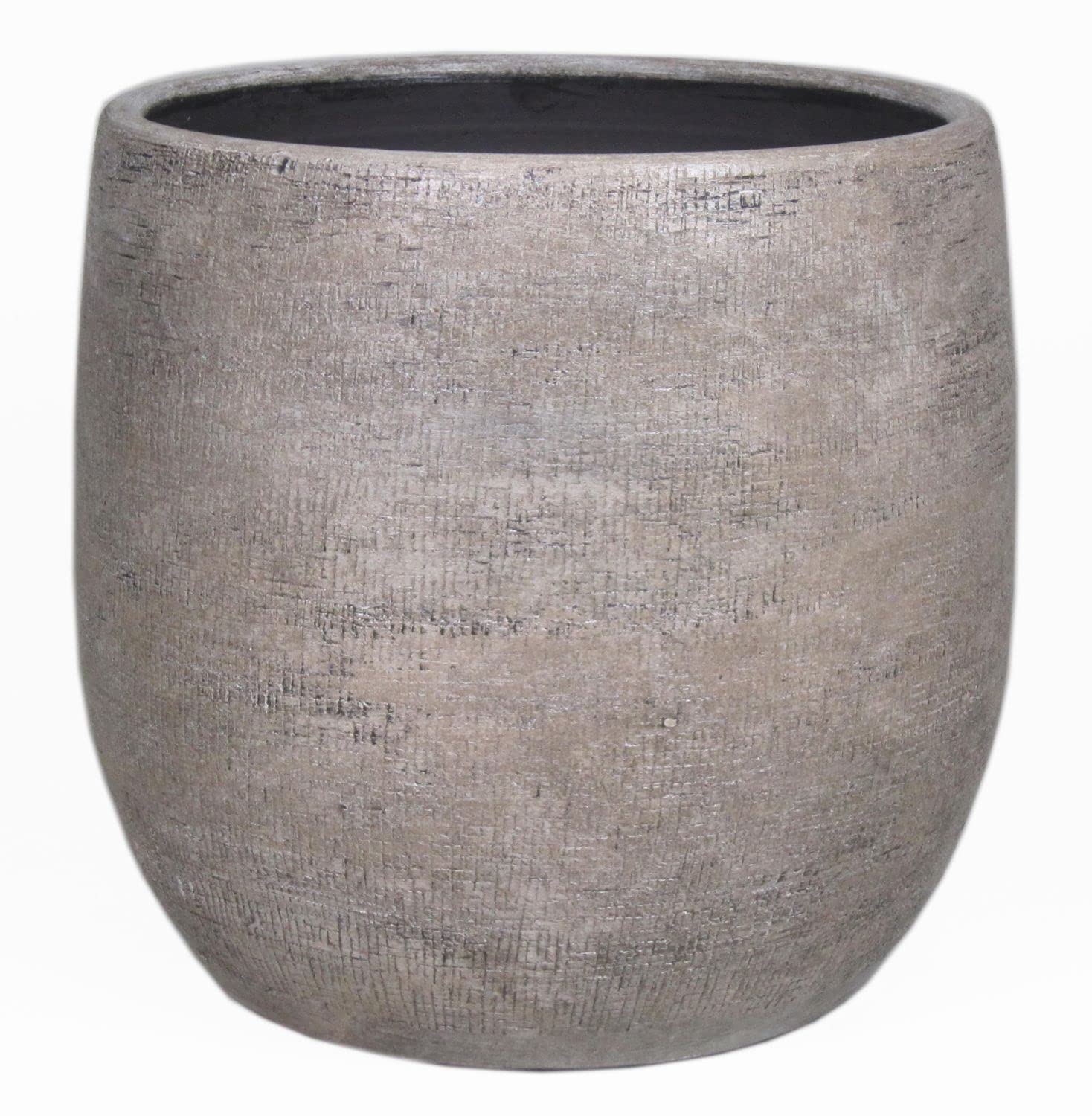 INNA-Glas Vaso, Bianco-Marrone, 27 cm, Ø 28 cm | in Ceramica con Grano - Vaso da Fiori
