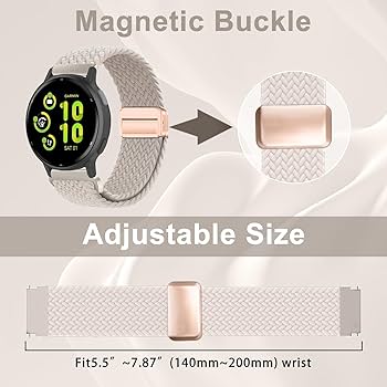 VELULYX Bracelet Tressé Nylon Compatible Garmin Venu Sq/Music/Venu Sq 2/2 Music, Bracelet élastique 20MM Pour Garmin Venu /2 Plus/Vivoactive 6/5/3/Vivomove HR/Forerunner 55 245 645