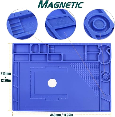 Miniatura 6 de YIHUA Paquete de estación de desoldadura profesional 948 (actualizada) con tapete de reparación electrónica M180 de 17.32 x 12.20 pulgadas con