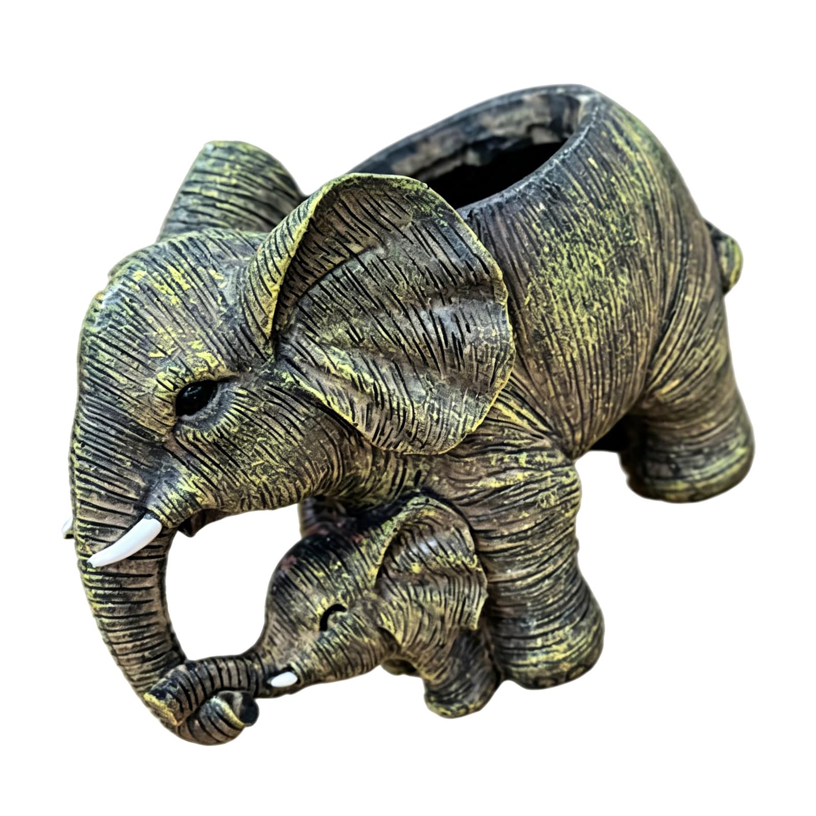 Piceioep Elephant Shape Artistic Planter Animal Resins Garden Figurines Elephant Flower Pots Container for Plant and Decoration Statue Planter Pots