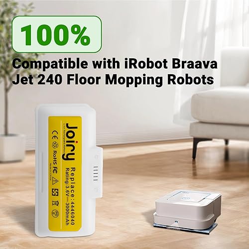 Miniatura 3 de Batería de repuesto de iones de litio de 3.6 V 3000 mAh con mayor seguridad y mayor tiempo de funcionamiento, compatible con robots iRobot Braava